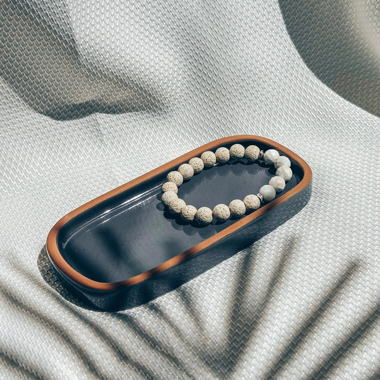 MORA CERAMICS Jewelry Holders Small Vanity Tray - 6.4in - Modern - Charcoal