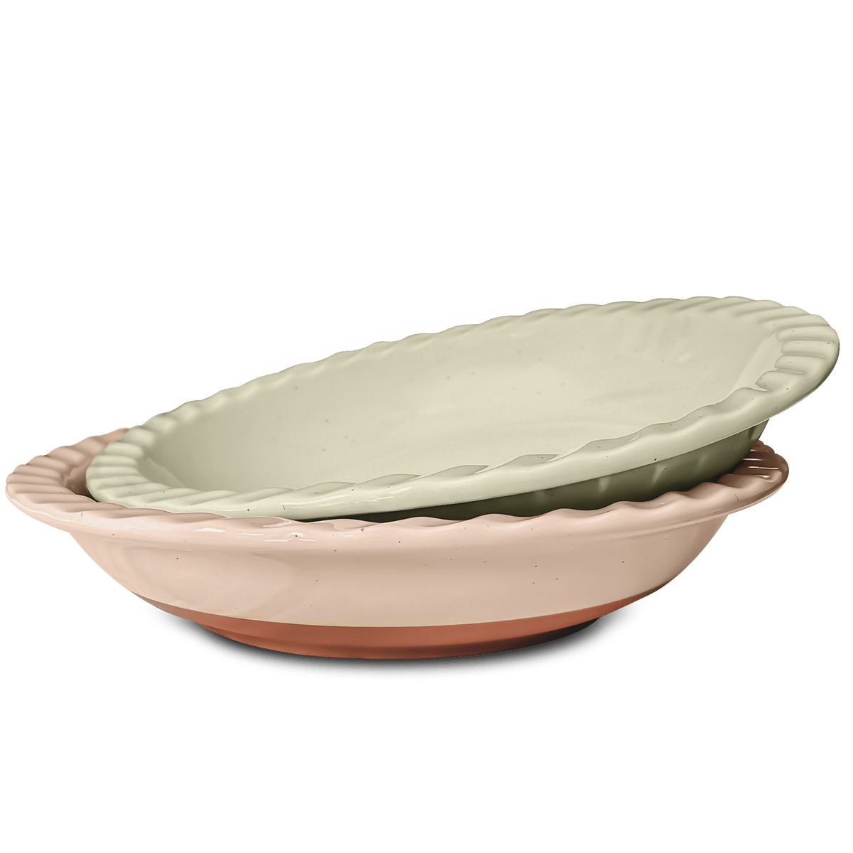 Shallow Pie Pan Set of 2 - 9in - Light Matcha & Chai – MORA CERAMICS