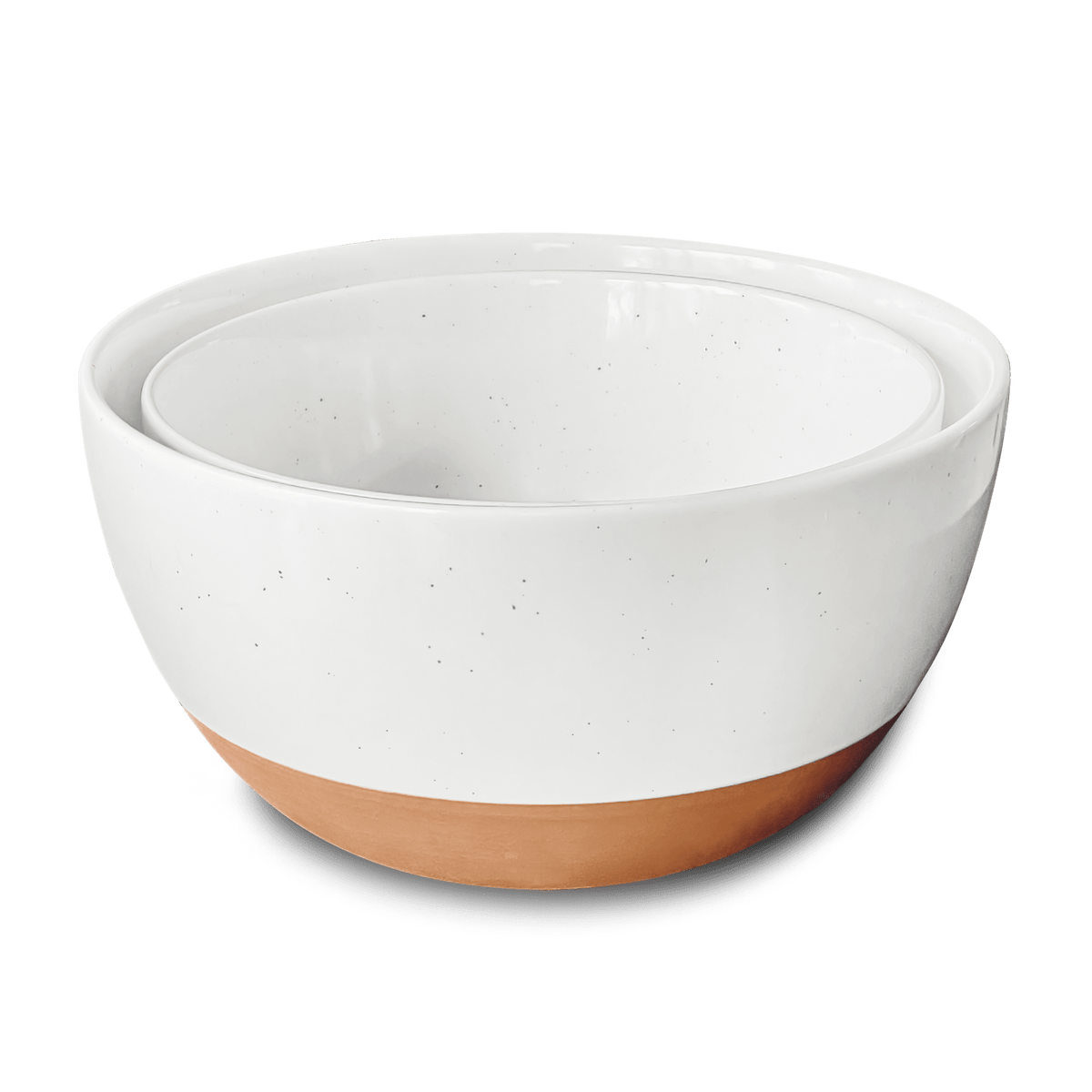 Mora Ceramic Large Mixing Bowls - Set of 2 Nesting 5.5 & 3.6 qt Vanilla  White