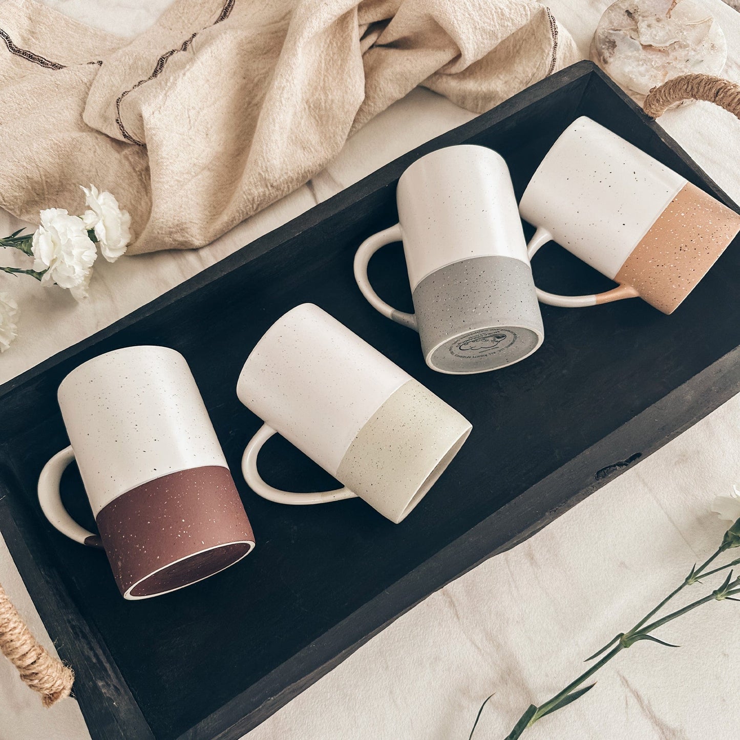 MORA CERAMICS Kitchen & Dining Coffee Mug Set of 4 - 12oz - Assorted Colors