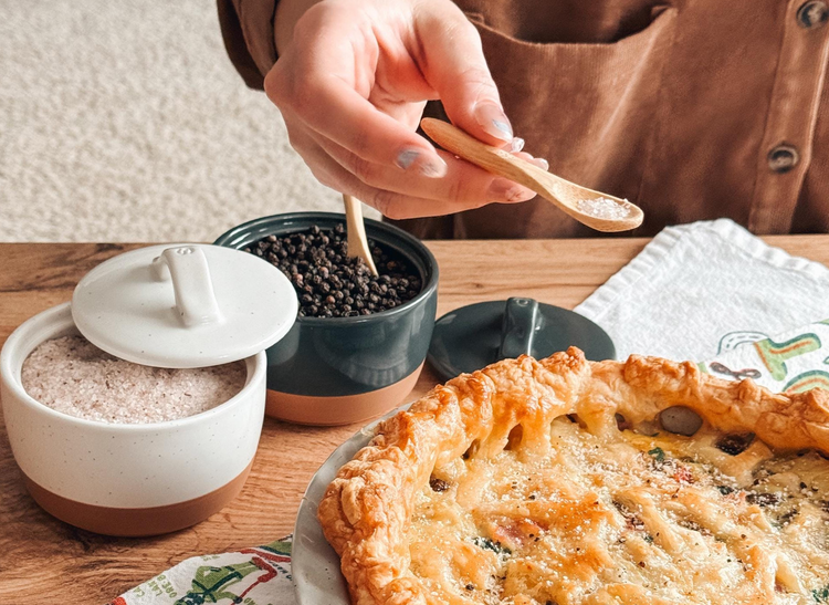 Mora ceramic kitchenware, from butter dishes and ramen bowls to utensil holders and serving pieces. Designed for everyday cooking with calm, functional beauty.