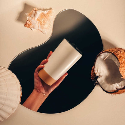 MORA CERAMICS Kitchen & Dining Double Walled Ceramic Travel Mug with Lid - Cotton White - 14oz