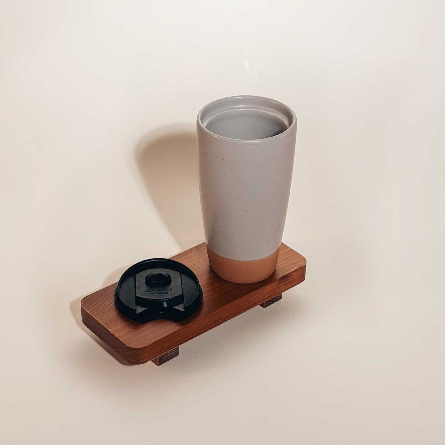 MORA CERAMICS Kitchen & Dining Double Walled Ceramic Travel Mug with Lid - Overcast Grey - 14oz