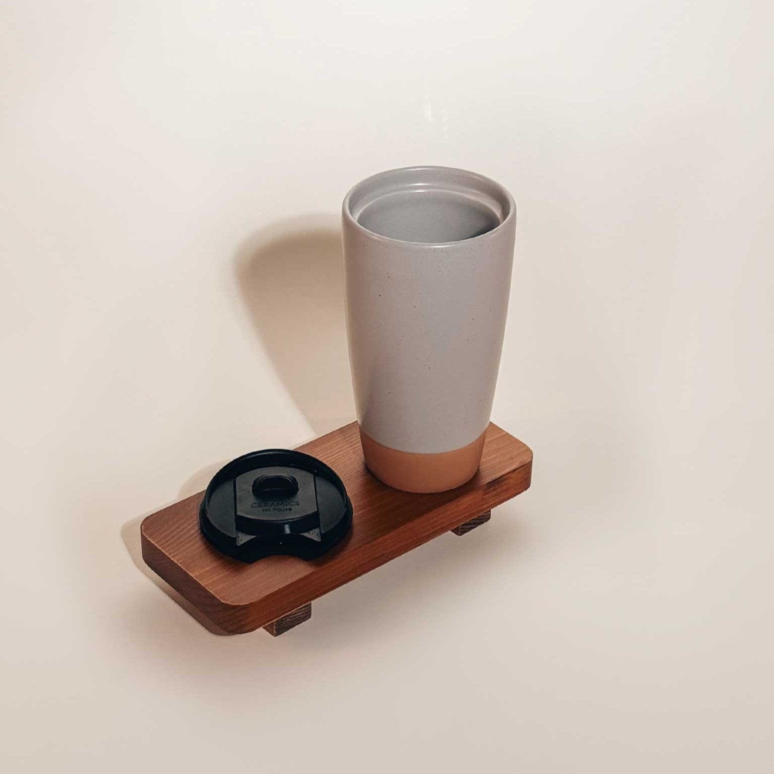 MORA CERAMICS Kitchen & Dining Double Walled Ceramic Travel Mug with Lid - Overcast Grey - 14oz