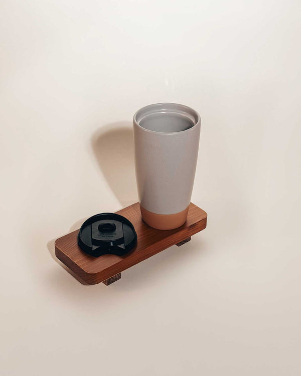 MORA CERAMICS Kitchen & Dining Double Walled Ceramic Travel Mug with Lid - Overcast Grey - 14oz