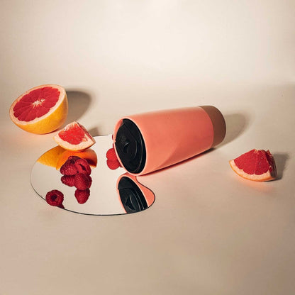 MORA CERAMICS Kitchen & Dining Double Walled Ceramic Travel Mug with Lid - Pink Salt - 14oz