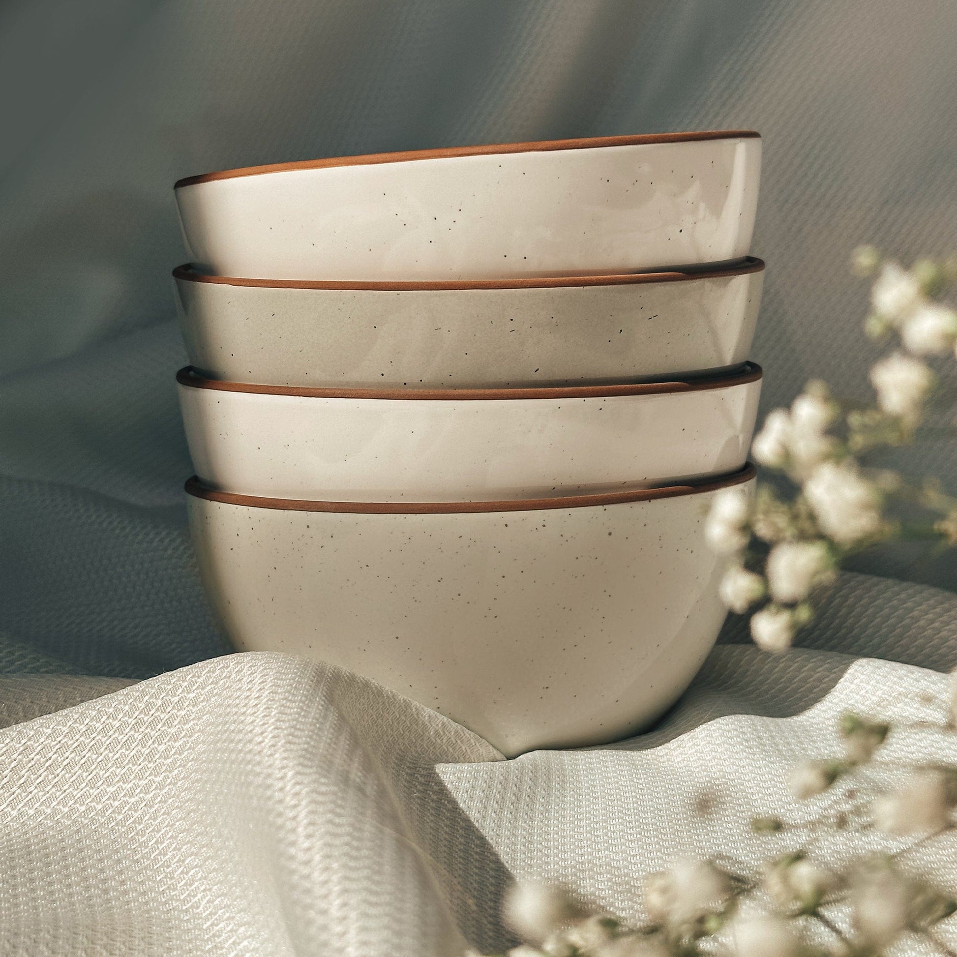 MORA CERAMICS Kitchen & Dining Cereal Bowls - 28oz - Earl Grey & Vanilla White