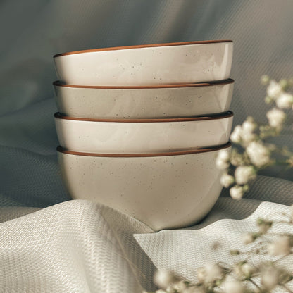 MORA CERAMICS Kitchen & Dining Cereal Bowls - 28oz - Earl Grey & Vanilla White