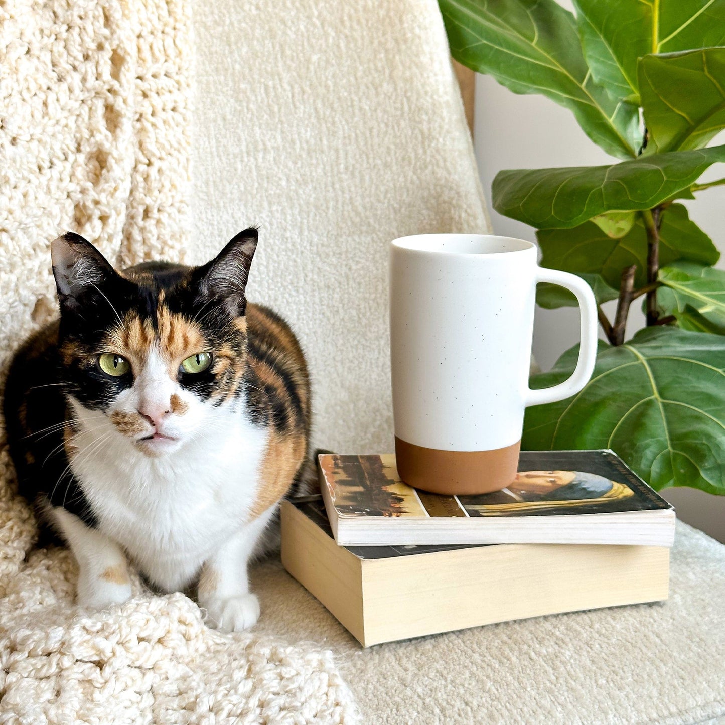 MORA CERAMICS Kitchen & Dining Large Tea Mug Infuser Set - 18oz - Cotton White