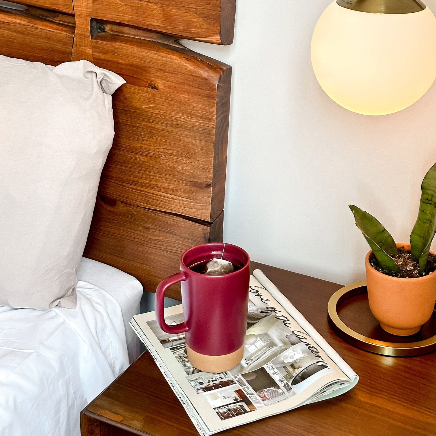 MORA CERAMICS Kitchen & Dining Large Tea Mug Infuser Set - 18oz - Merlot