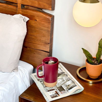 MORA CERAMICS Kitchen & Dining Large Tea Mug Infuser Set - 18oz - Merlot