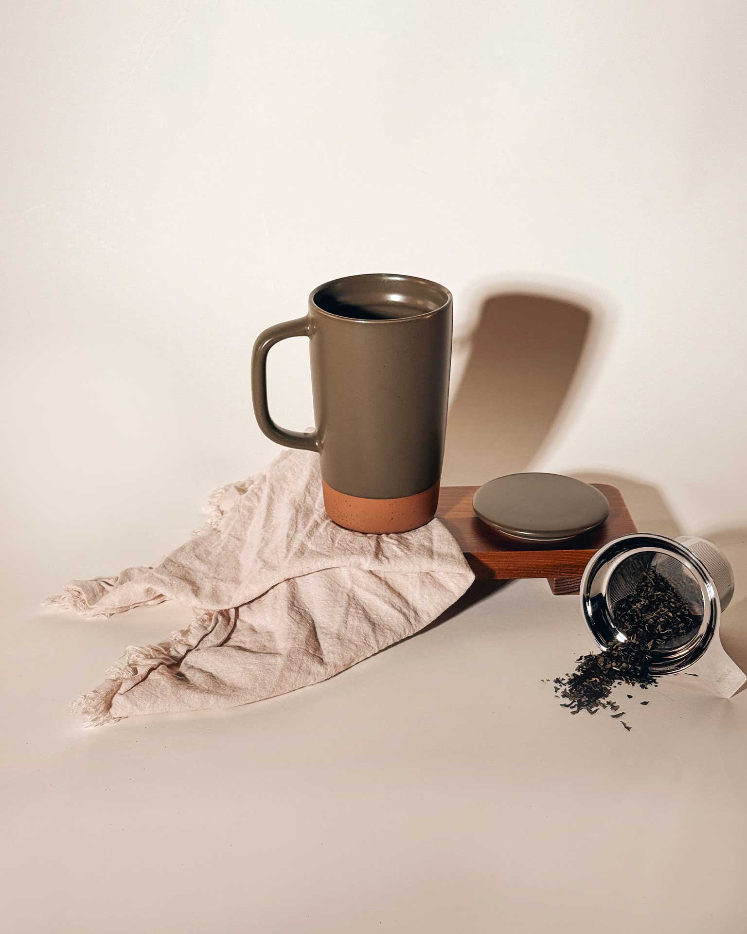 Large Tea Mug Infuser Set - 18oz - Olive - Thumbnail 2