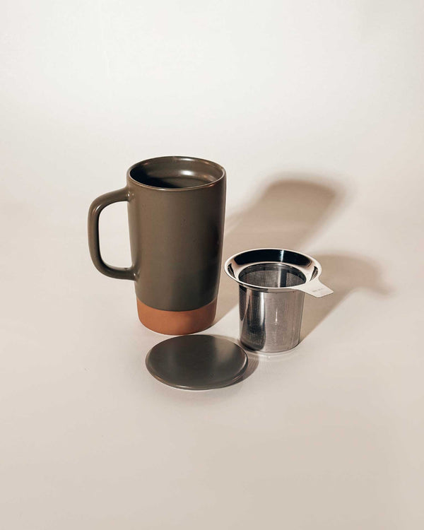 MORA CERAMICS Kitchen & Dining Large Tea Mug Infuser Set - 18oz - Olive