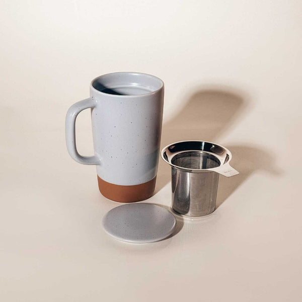 MORA CERAMICS Kitchen & Dining Large Tea Mug Infuser Set - 18oz - Sleet