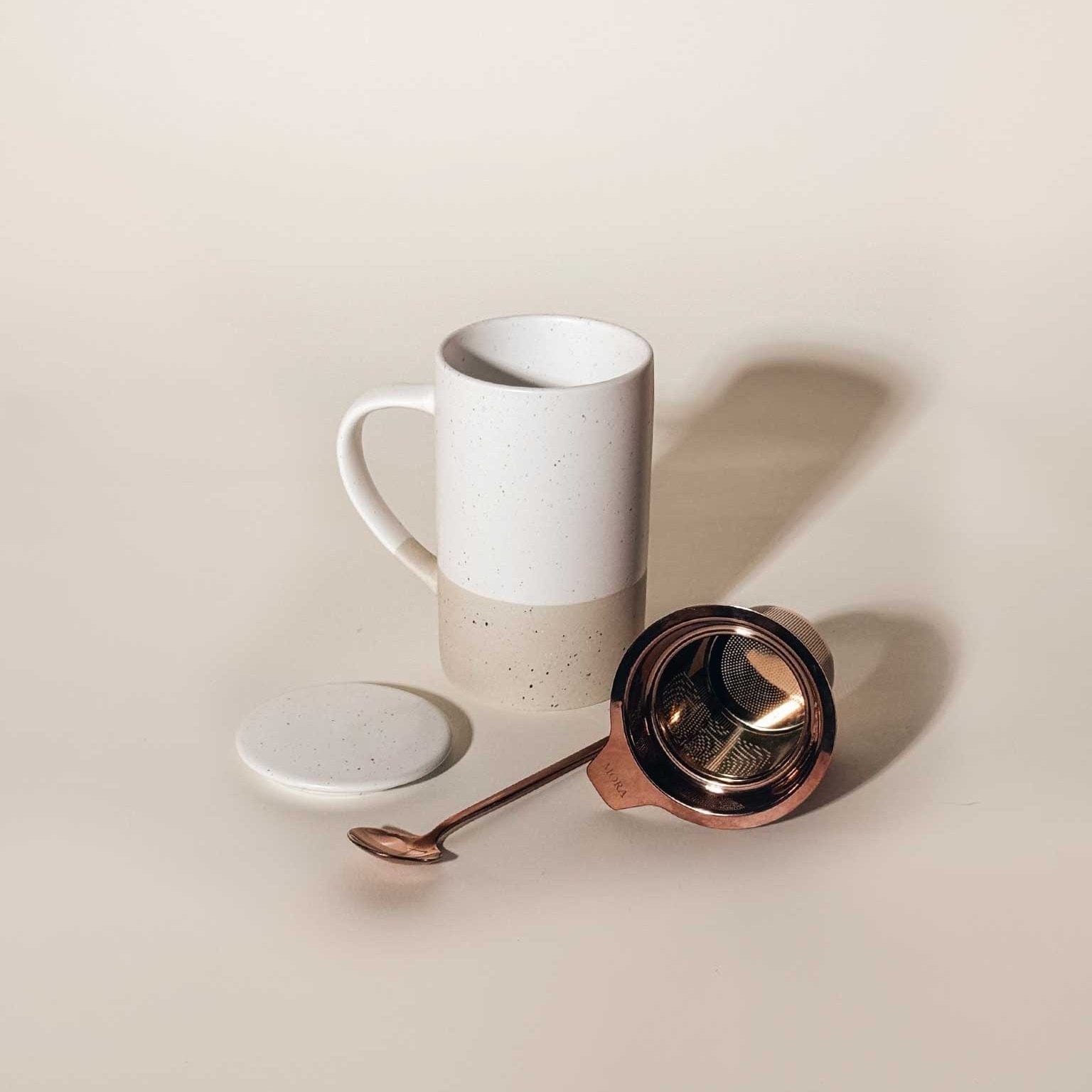 MORA CERAMICS Kitchen & Dining Small Tea Mug Infuser Set - 12 oz - Limestone