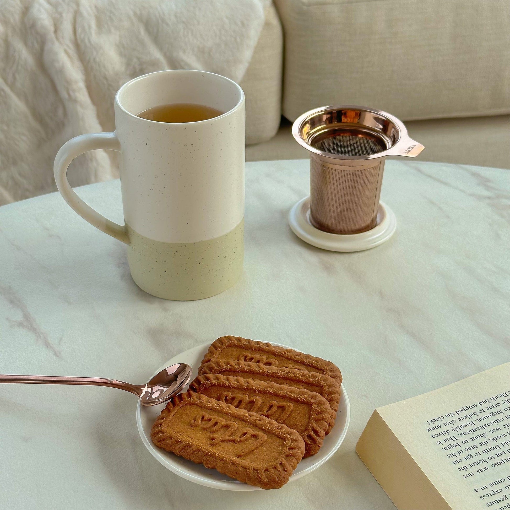 MORA CERAMICS Kitchen & Dining Small Tea Mug Infuser Set - 12 oz - Limestone