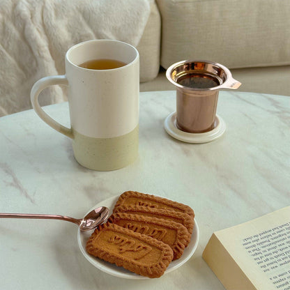 MORA CERAMICS Kitchen & Dining Small Tea Mug Infuser Set - 12 oz - Limestone