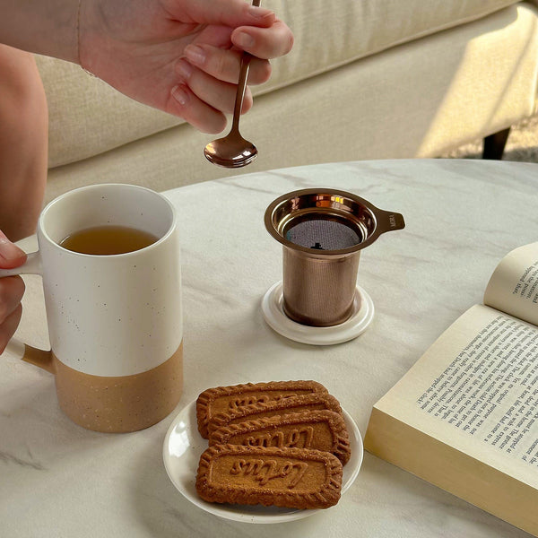 MORA CERAMICS Kitchen & Dining Small Tea Mug Infuser Set - 12 oz - Petro