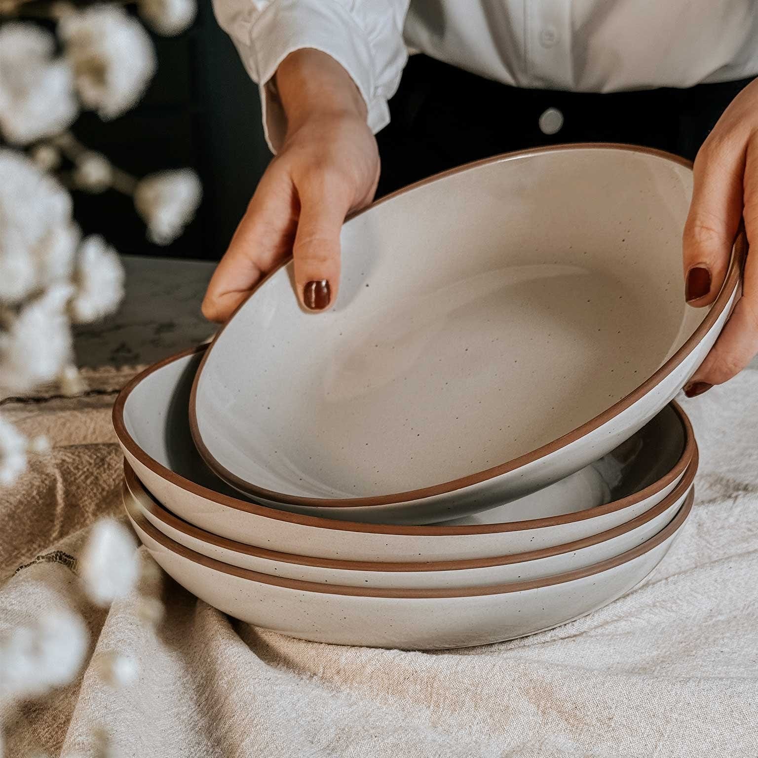 MORA CERAMICS Kitchen & Dining Pasta Bowls - 30oz - Earl Grey