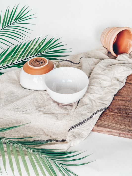 MORA CERAMICS Kitchen & Dining Small Dessert Bowls - 16oz - Vanilla White