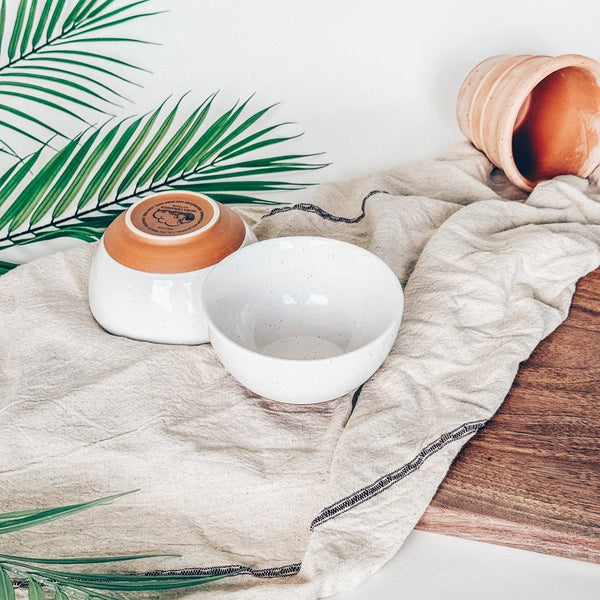 MORA CERAMICS Kitchen & Dining Small Dessert Bowls - 16oz - Vanilla White