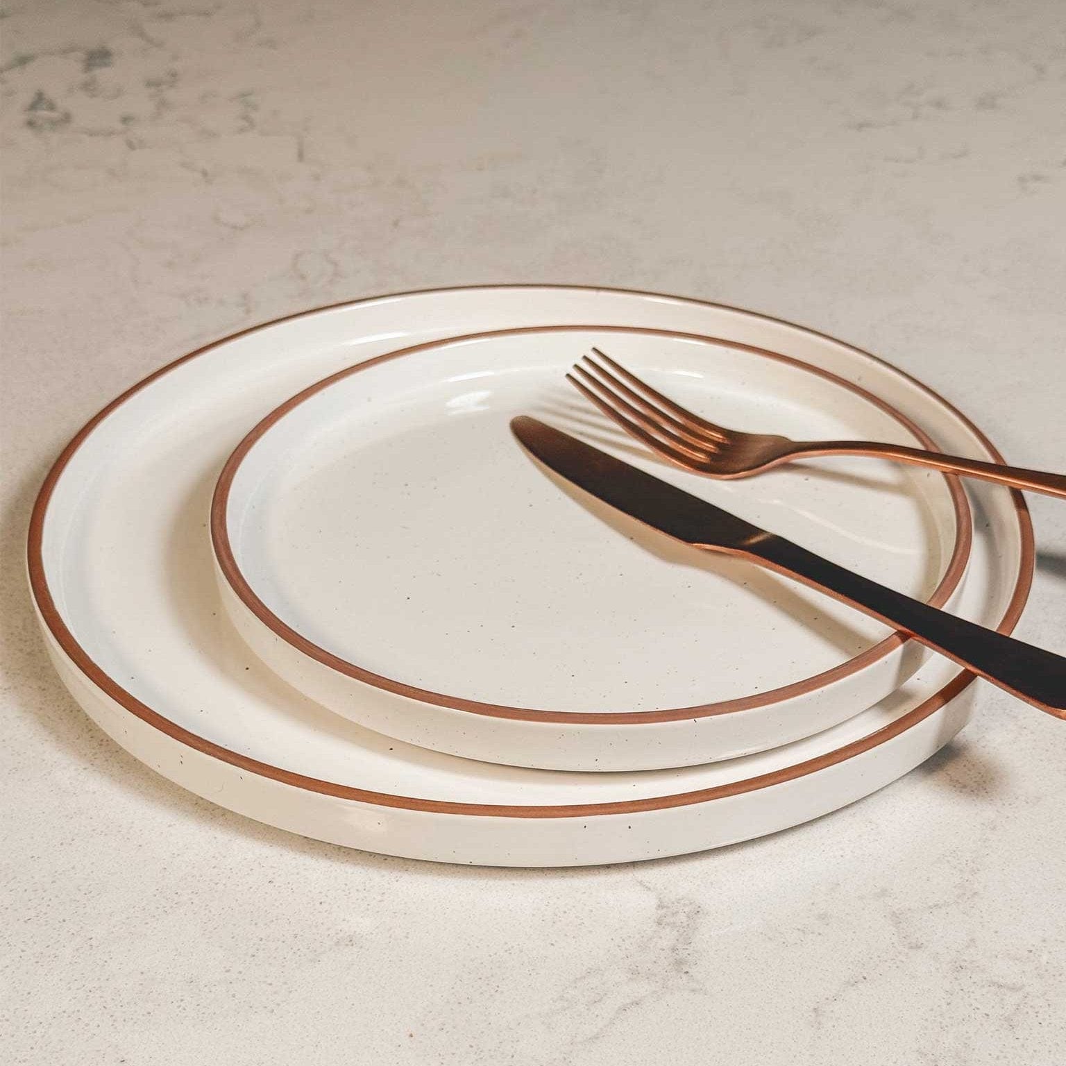 MORA CERAMICS Kitchen & Dining Dinner Plates - 10.5 in - Vanilla White