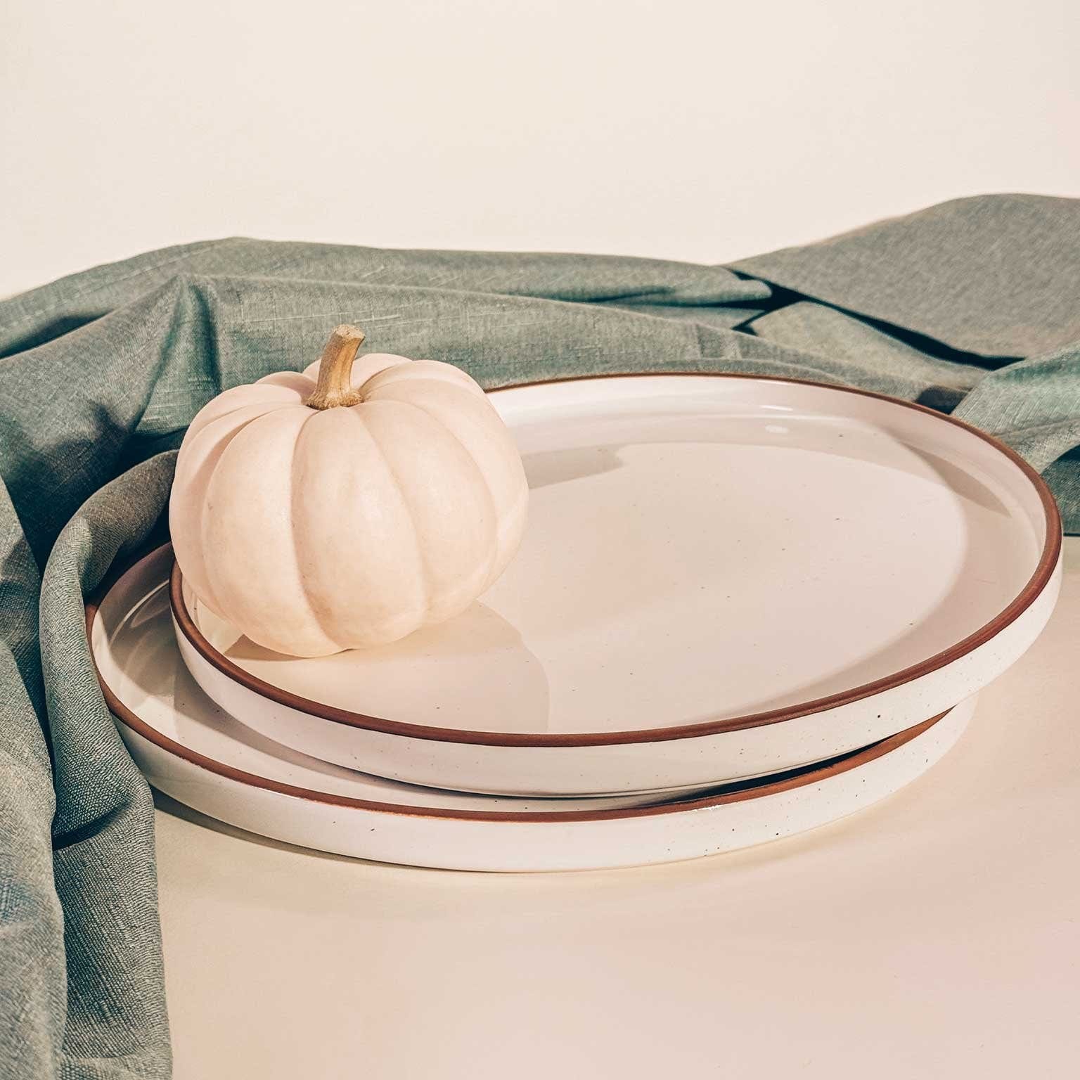 MORA CERAMICS Kitchen & Dining Dinner Plates - 10.5 in - Vanilla White