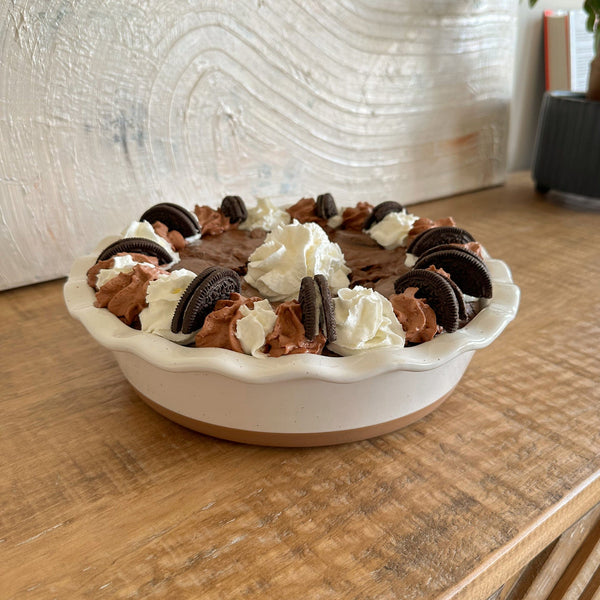 MORA CERAMICS Kitchen & Dining Deep Pie Pan - 9in - Vanilla White