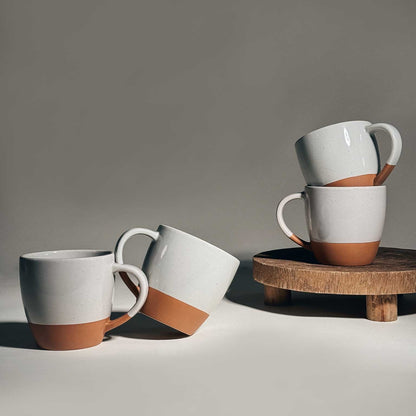 MORA CERAMICS Kitchen & Dining Latte Mug Set of 4 - 16oz - Earl Grey