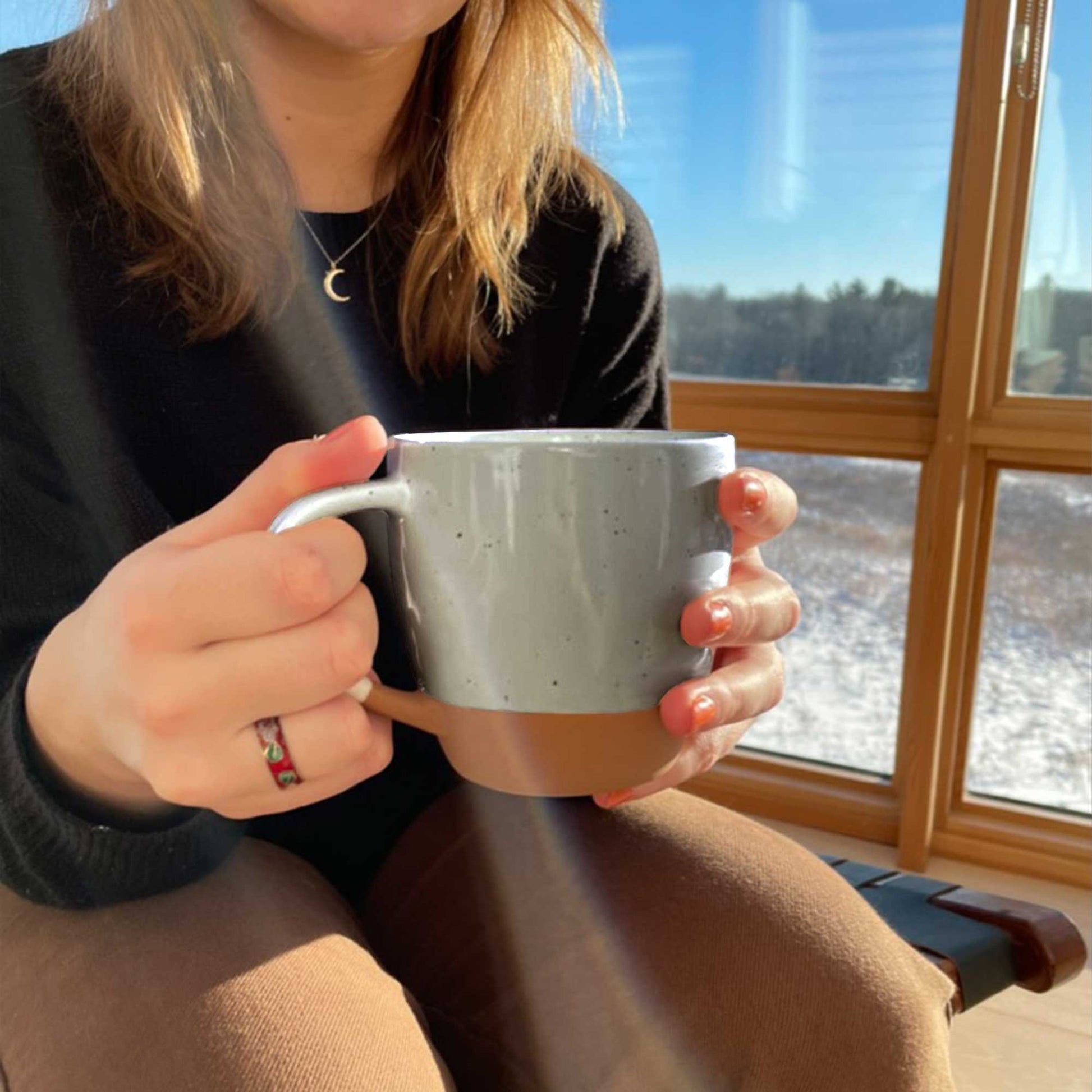 MORA CERAMICS Kitchen & Dining Latte Mug Set of 4 - 16oz - Earl Grey