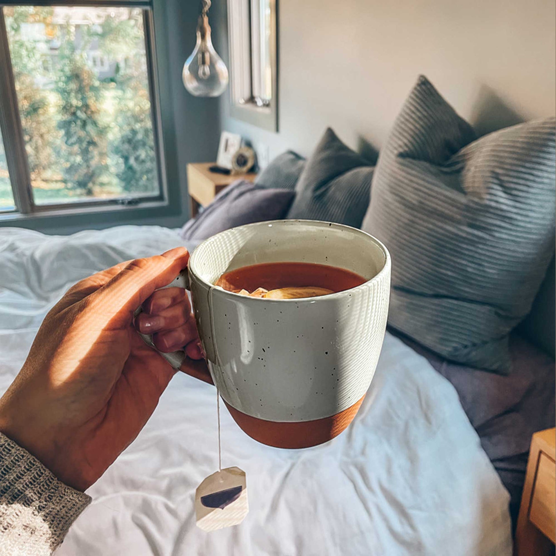 MORA CERAMICS Kitchen & Dining Latte Mug Set of 4 - 16oz - Earl Grey