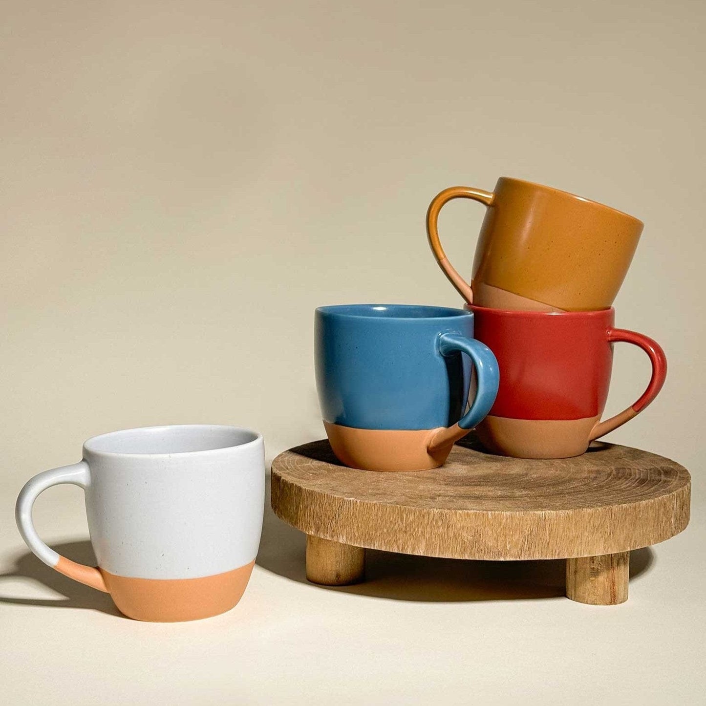 MORA CERAMICS Kitchen & Dining Latte Mug Set of 4 - 16oz - Marina Artisan