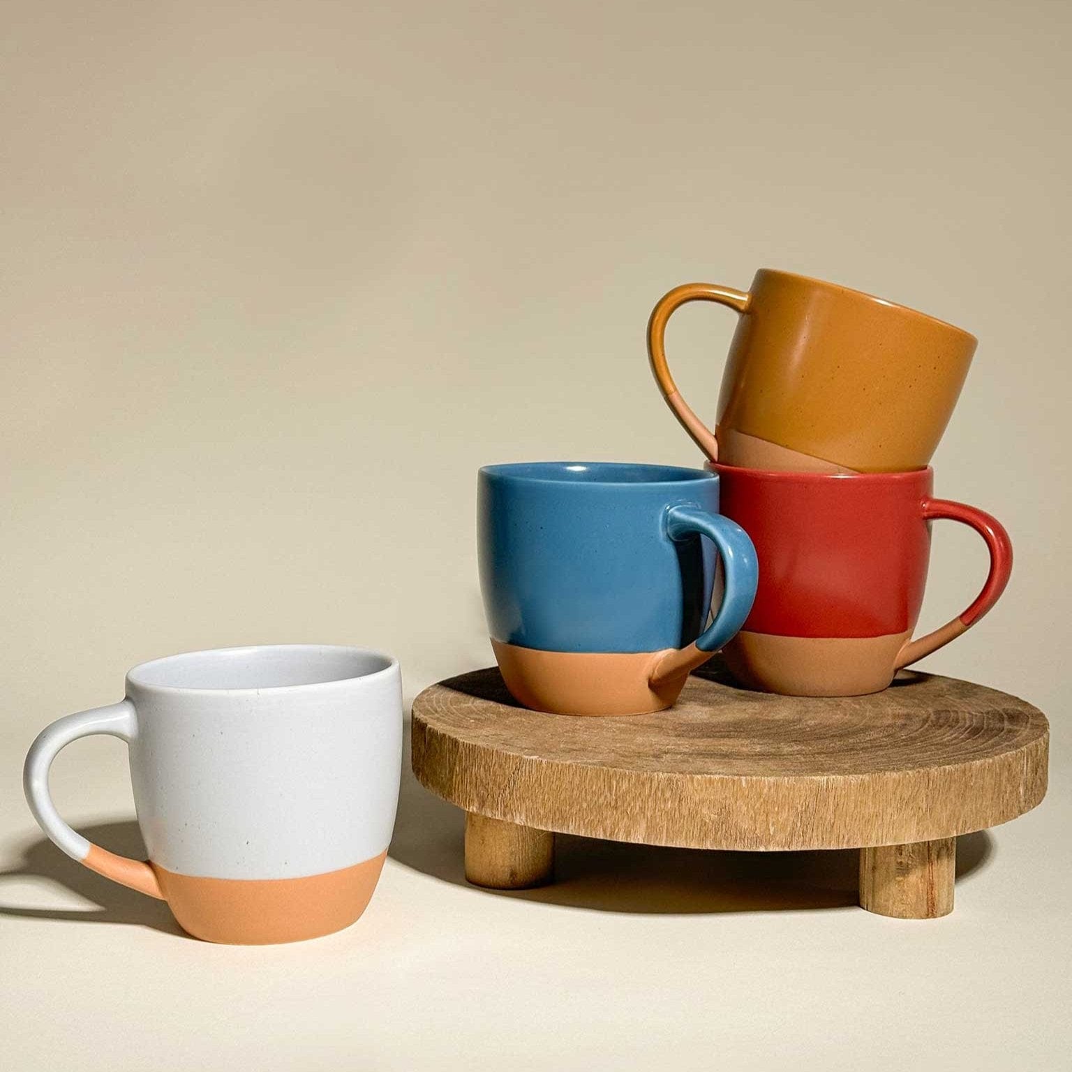 MORA CERAMICS Kitchen & Dining Latte Mug Set of 4 - 16oz - Marina Artisan