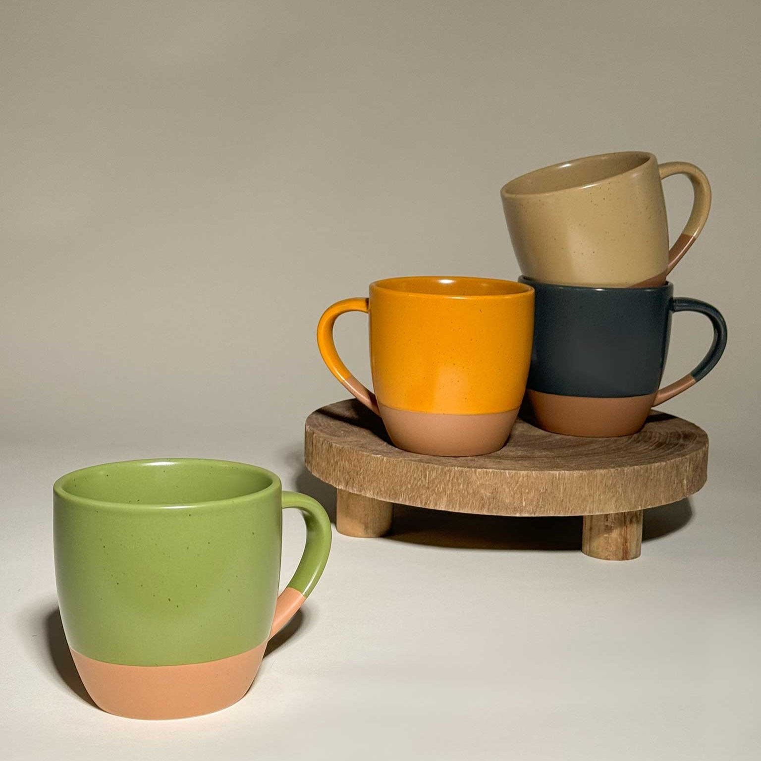 MORA CERAMICS Kitchen & Dining Latte Mug Set of 4 - 16oz - Safari Artisan