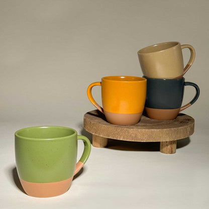 MORA CERAMICS Kitchen & Dining Latte Mug Set of 4 - 16oz - Safari Artisan