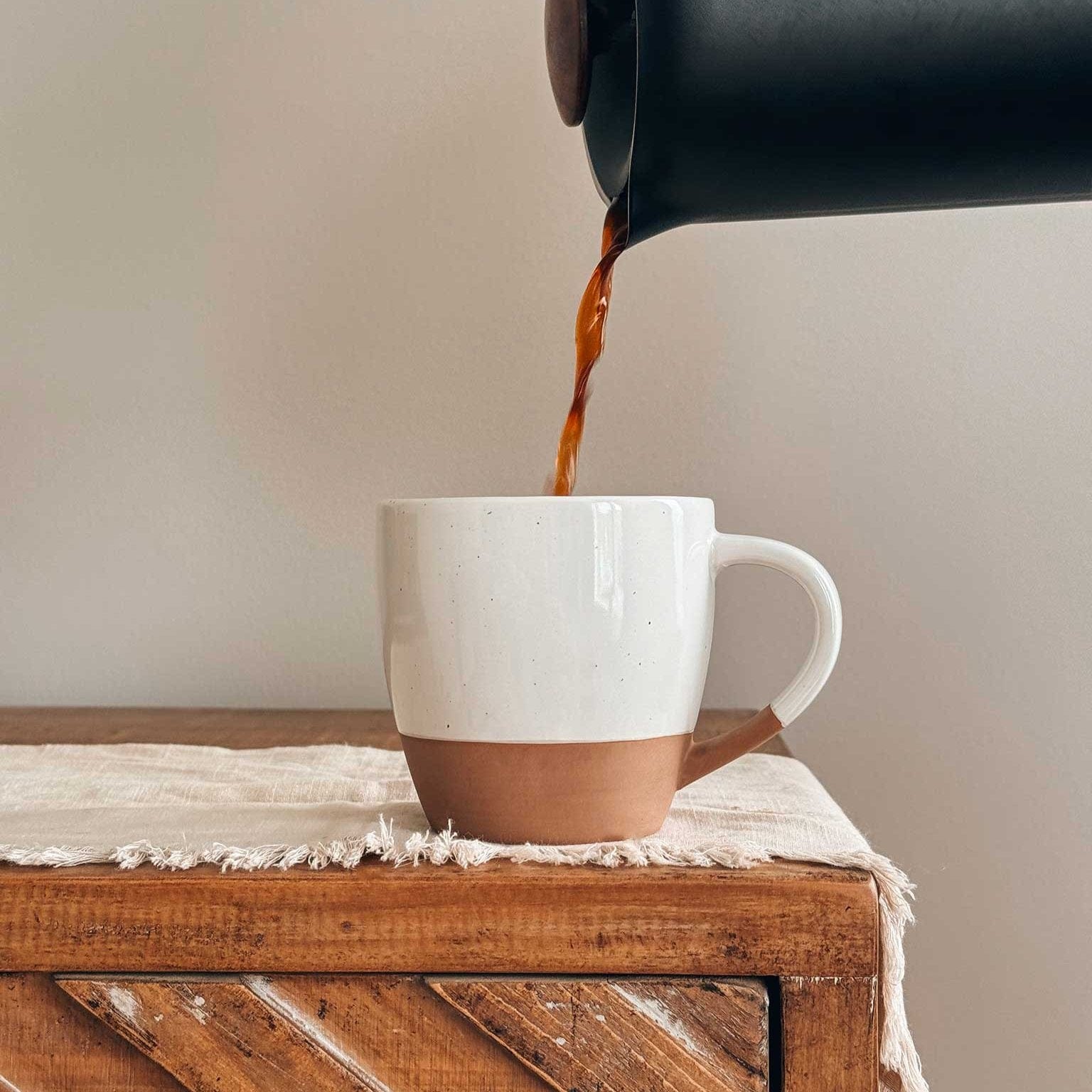 MORA CERAMICS Kitchen & Dining Latte Mug Set of 4 - 16oz - Vanilla White