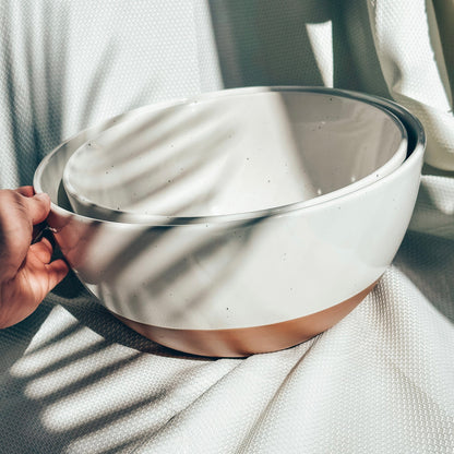 MORA CERAMICS Kitchen & Dining Large Mixing Bowls Set of 2 - 5.5 & 3.6 Qt - Vanilla White