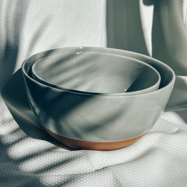 MORA CERAMICS Kitchen & Dining Small Mixing Bowls Set of 2 - 2.5 & 1.6 Qt - Earl Grey