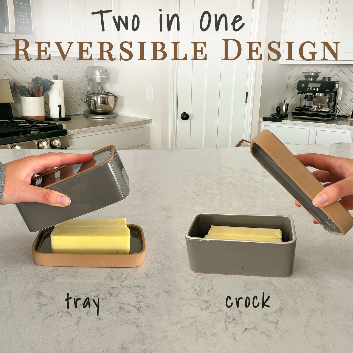 MORA CERAMICS Kitchen & Dining Butter Dish - Sesame Milk