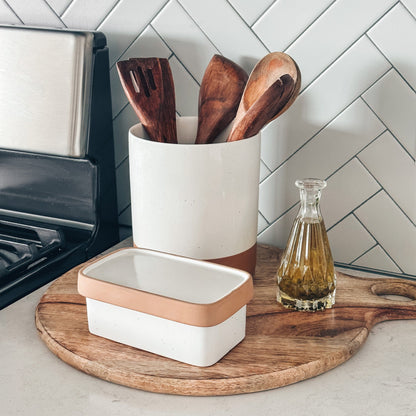 MORA CERAMICS Kitchen & Dining Butter Dish - Vanilla White