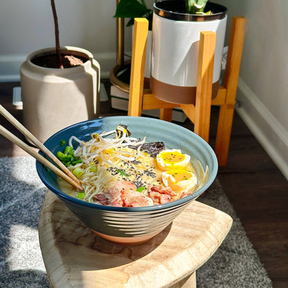 MORA CERAMICS Kitchen & Dining Ramen Bowls - 45oz - Set of 2 - Charcoal