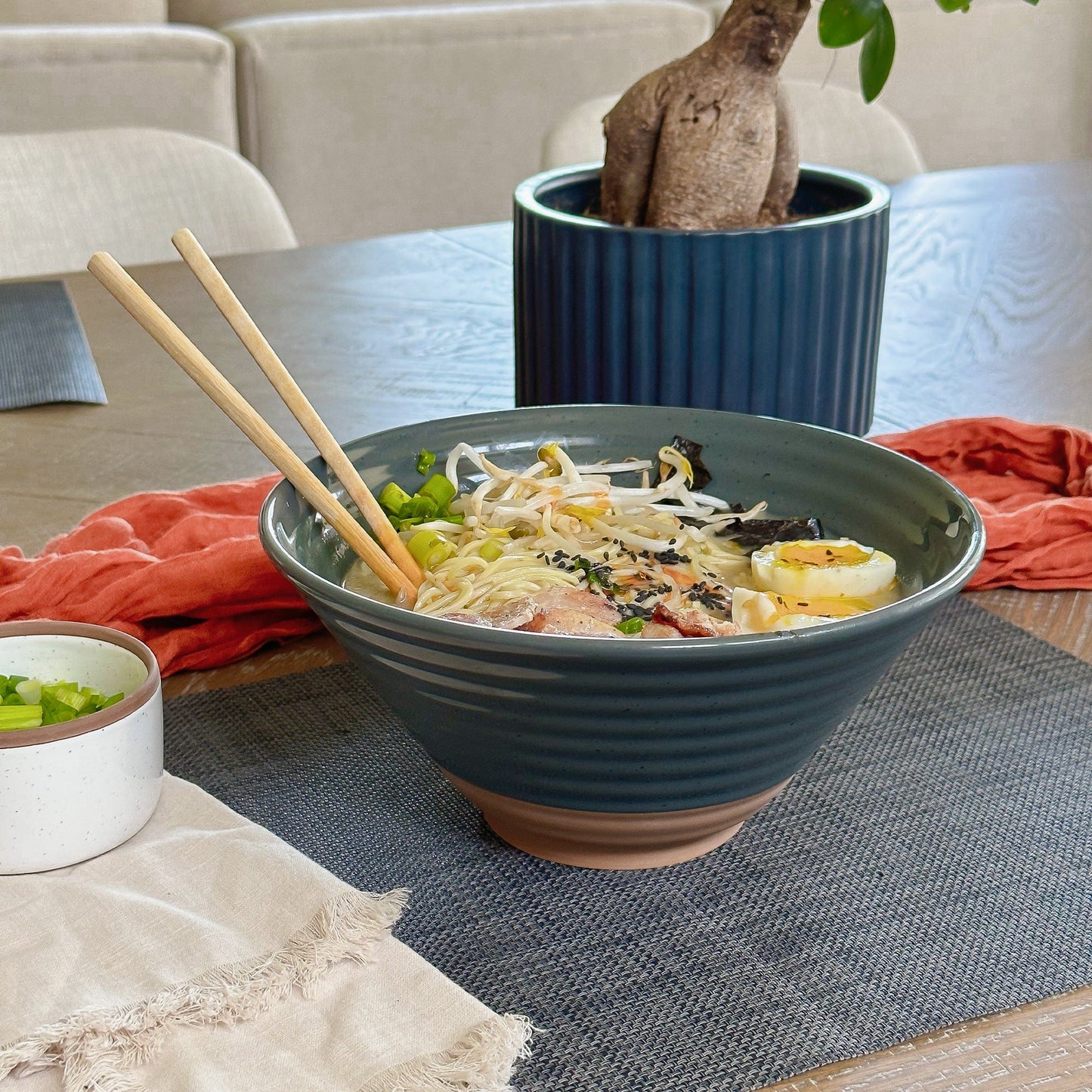 MORA CERAMICS Kitchen & Dining Ramen Bowls - 45oz - Set of 2 - Charcoal