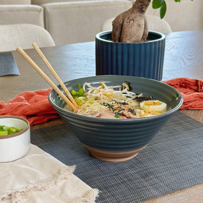 MORA CERAMICS Kitchen & Dining Ramen Bowls - 45oz - Set of 2 - Charcoal
