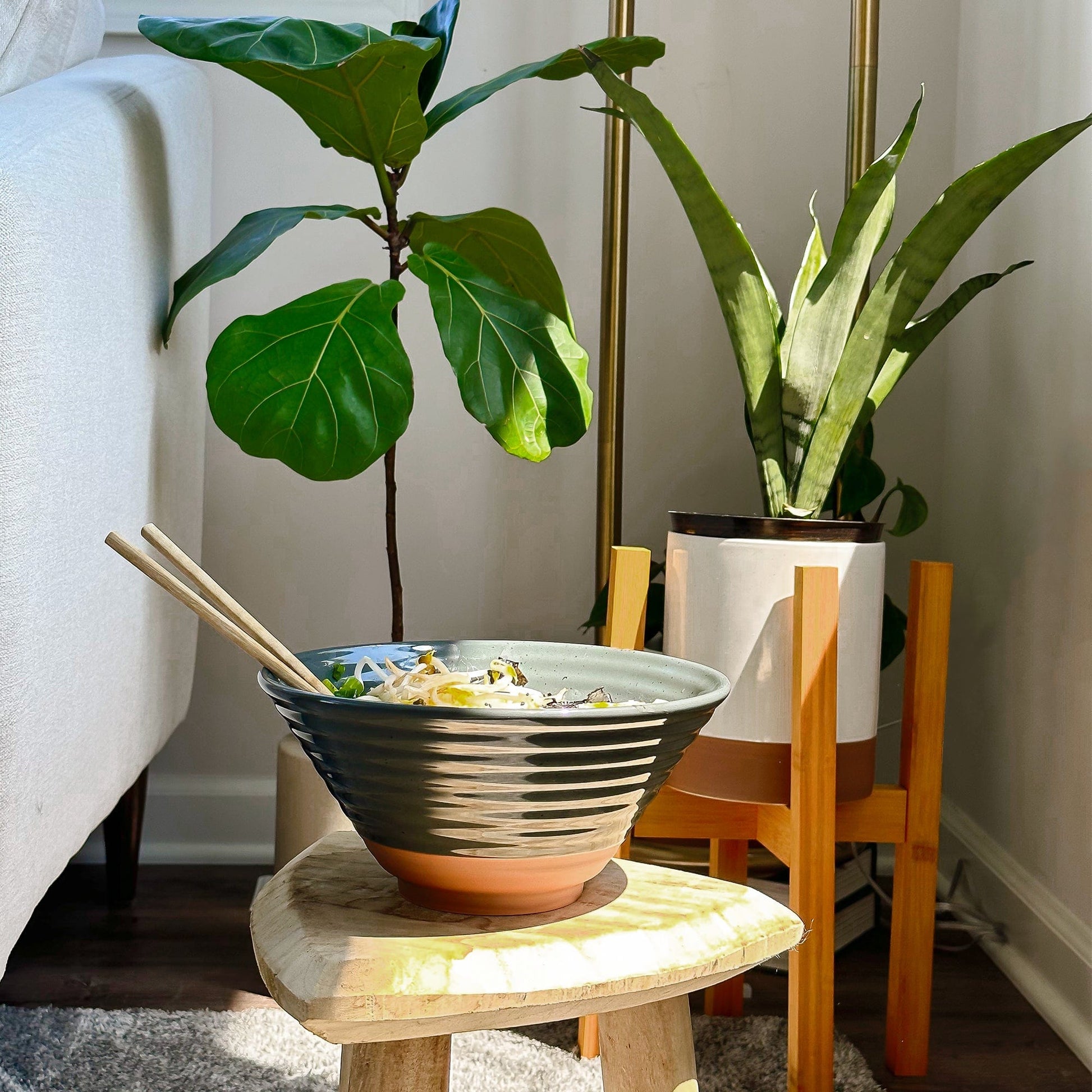 MORA CERAMICS Kitchen & Dining Ramen Bowls - 45oz - Set of 2 - Charcoal