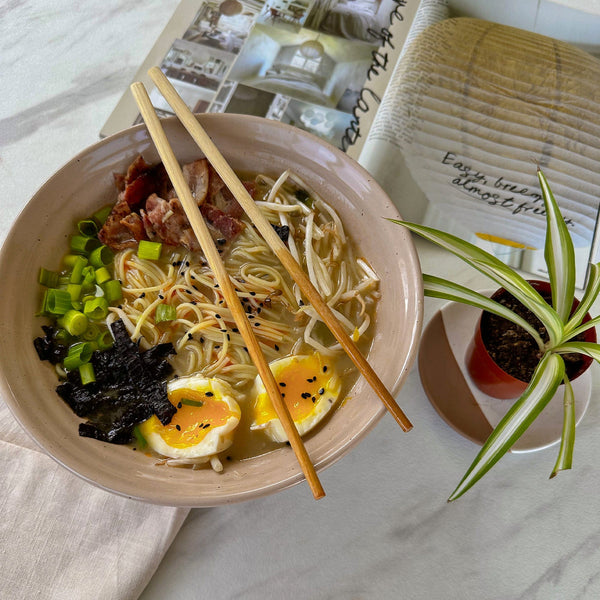 MORA CERAMICS Kitchen & Dining Ramen Bowls - 45oz - Set of 2 - Assorted Neutrals