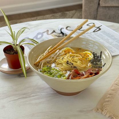 MORA CERAMICS Kitchen & Dining Ramen Bowls - 45oz - Set of 2 - Assorted Neutrals