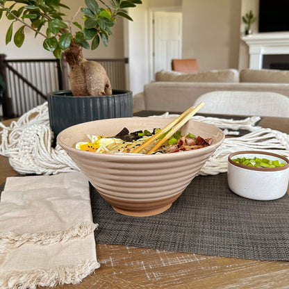 MORA CERAMICS Kitchen & Dining Ramen Bowls - 45oz - Set of 2 - Assorted Neutrals