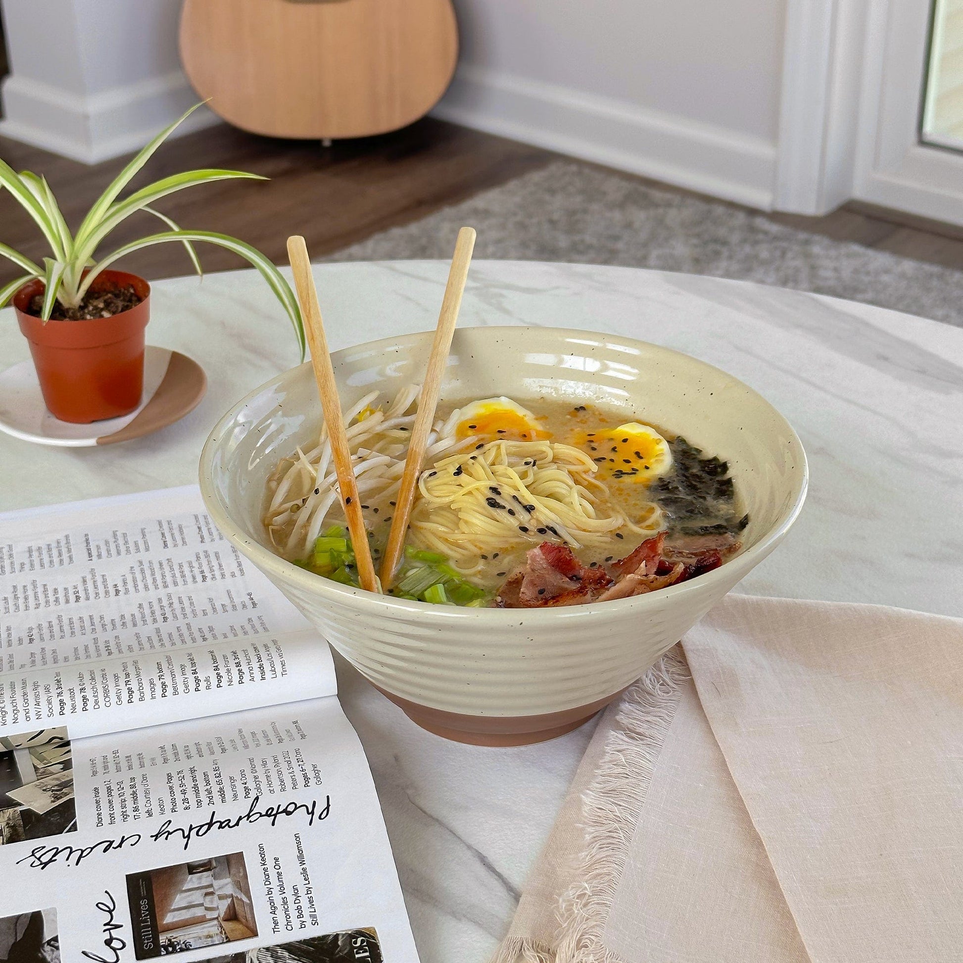 MORA CERAMICS Kitchen & Dining Ramen Bowls - 45oz - Set of 2 - Assorted Neutrals