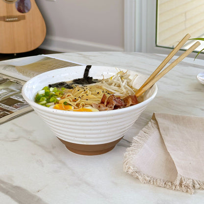 MORA CERAMICS Kitchen & Dining Ramen Bowls - 45oz - Set of 2 - Vanilla White