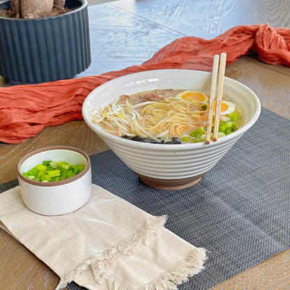 MORA CERAMICS Kitchen & Dining Ramen Bowls - 45oz - Set of 2 - Vanilla White